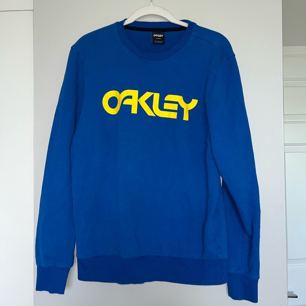 Men’s Blue Oakley Custom Fit Crew Neck Sweatshirt Size Large